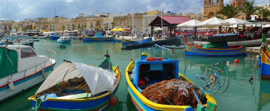 fishing in Malta - fishing boats 'luzzu' at Marsaxlokk